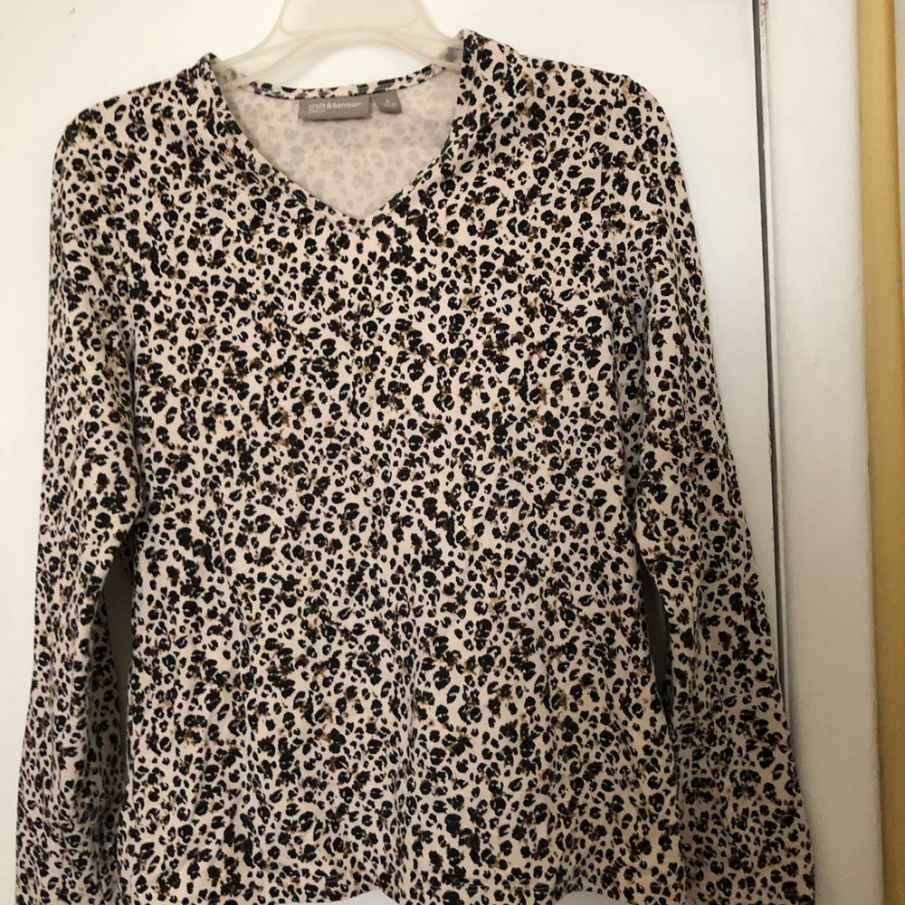 Croft & Barrow Animal Print Jungle Stretch V-Neck